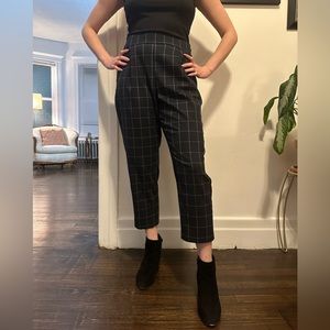 Gap Tapered Dress Pants Black Plaid Large